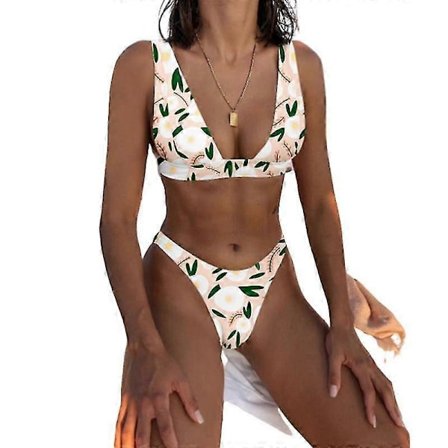 Mimigo Naisten Matala Vyötäröinen Bikini Uimapuku Push Up Halter Kaksiosainen Uima-asu