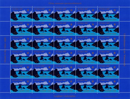 Grønland - Julemærkeark 1987 - Utakket øvre og nedre marginal - Ubrugt eller foldet