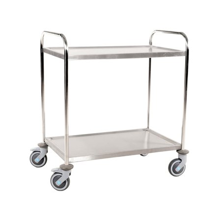 Rostfri hyllvagn, 2 hyllplan, 910x590x965 mm, max last 100 kg