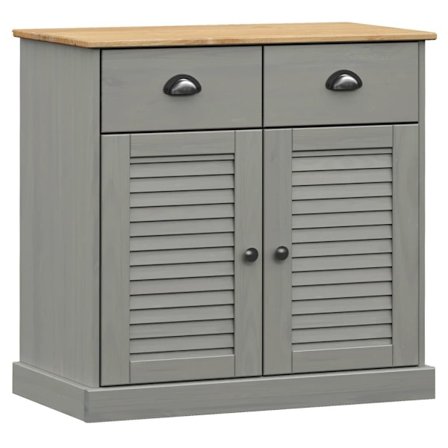 vidaXL Skänk med lådor grå VIGO 78x40x75 cm massiv furu
