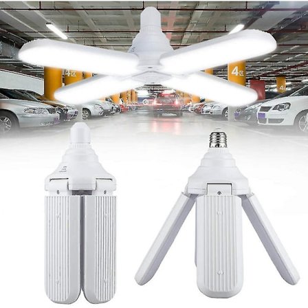 Led garasjelys, Led garasje belysning, E27 Led garasjelys, 60w Deformerbart garasjelys med 4 justerbare paneler, for garasje, lager, verksted, Ba