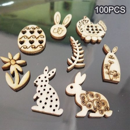 Valmiita puupaloja taiteelliseen käyttöön, lasten käsitöihin, scrapbookingiin, 100 kpl