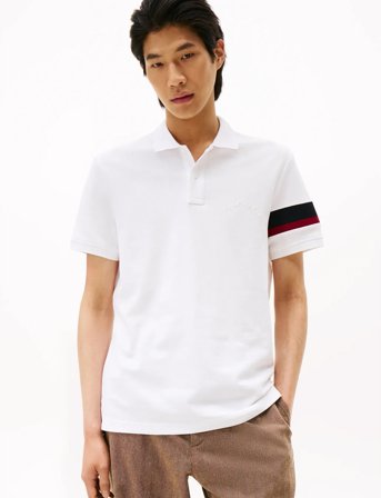 Tommy Hilfiger Rwb Sleeve Tape Reg Polo - White - L