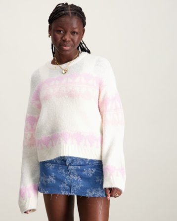Gina Tricot Young Y ski knitted sweater Rosa Trøjer Pige - Kids Brand Store