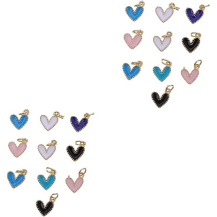 2 set Fint Hantverk Emaljhjärta Hängen DIY Smyckestillverkning Slät Ring 10st*2