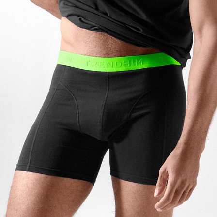 FlexFeel | Fekete pamut boxeralsók neon zöld derékpánttal for Men
