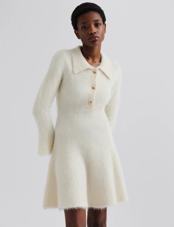 Malina Emelise Aplaca Blend Knitted Mini Dress - Cream - XL