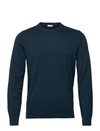 M. Cotton Merino Basic Sweater Strikket Trøje Med Rund Hals Navy Filippa K