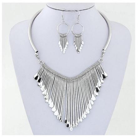 Ahmed Smykker Geometri Mote Metal Dusk Sett Halskjede Øredobber For Kvinner Ny Boho Maxi Sta - Perfet
