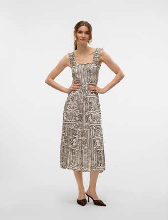 Vero Moda Vmmenny Sl Smock Calf Dress Wvn Ga - Beige - M