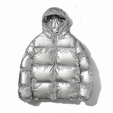 Afslappet metallisk skinnende hættejakke til mænd