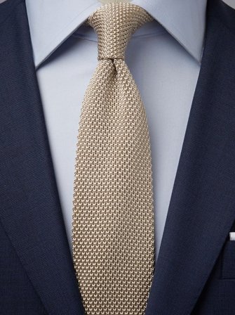 John Henric Men's Beige Knitted Tie Size 6