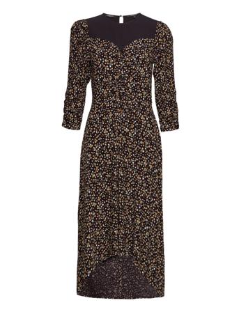 Dress With Gathers And Hi Low Hem Polvipituinen Mekko Musta Scotch & Soda
