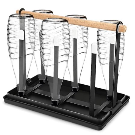 Flaskeholder til Sodastream, 6 flasker stativ, drypbakke, flasker, metal afdrypningsbakke, flasker, kopholder med drypbakke til flasker og kopper (