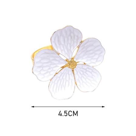 6 stk. Blomster Serviettringer Sett Gull Serviettringholder Hvit