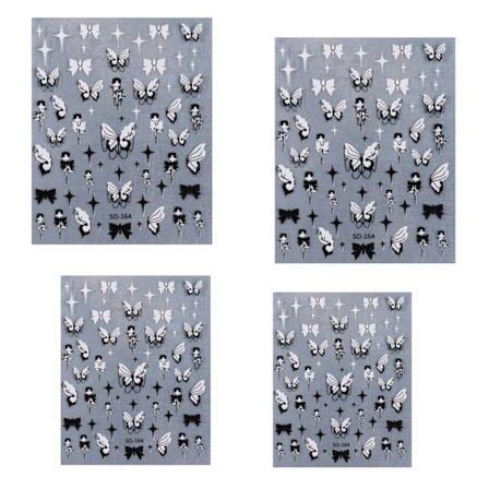 4 fjärilsnagelstickers (silver)