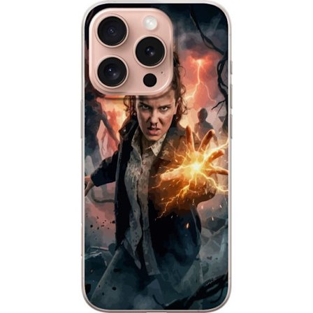 Kompatibelt Mobilskal till Apple Apple iPhone 16 Pro Kraftfull fantasibild av en ung kvinna med blixtenergi och mörk bakgrund, dramatiskt action-insp