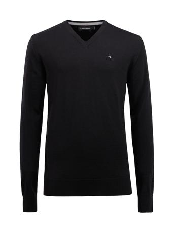 Lymann True Merino Knit Strikkegenser V-krage Svart J. Lindeberg