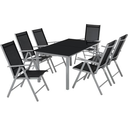 Tectake Aluminium Sittgrupp 6+1 Ljusgrå