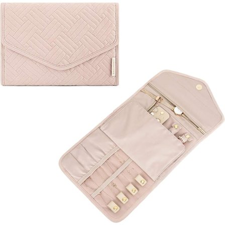 Reise smykkeskrin rulle sammenleggbar smykkeskrin for reise - ringer, halskjeder, armbånd, øredobber