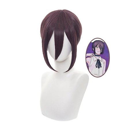 Chainsaw Man Reze Cosplay Peruk Dam Grå Lila Kort Hår Anime Kostym Peruker[YJD]