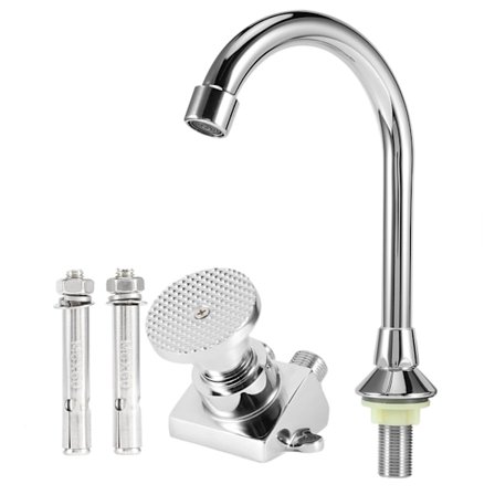 G1/2in Gjenge Kobber Gulvmontert Fotpedal Servantbatteri Vask Kran Sett for Sykehuslaboratorium