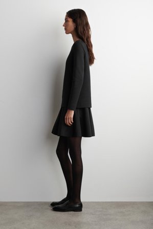 COS Women's Abito Mini A Maniche Lunghe A Strati in Nero