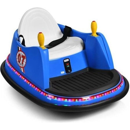 COSTWAY Sähköinen puskuriauto 360° 6V/4.5Ah 2-5 vuotiaille lapsille, 2.4G kaukosäädin, 2 moottoria ääni- ja valotehoste sininen