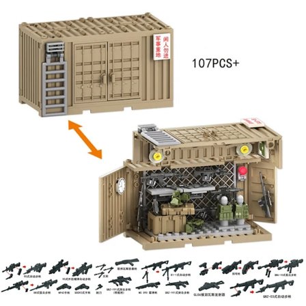MOC WW2 Militær Container Våbenkasser Byggeklods Figur Hær Soldat Tilbehør DIY Militær Transportkasse Klods Legetøj