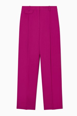 COS Femme Pantalon Large En Lin Mélangé Décontracté in Rose