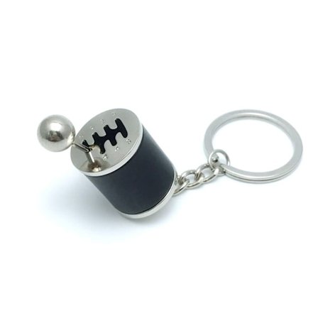 2 stk Gear Stick Knob Nøglering Bil Nøglekæde SORT
