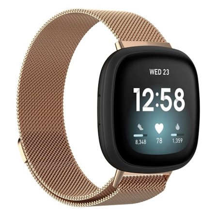 Fitbit Sense 2 / Versa 4 milanesiskt klockarmband i rostfritt stål - Roséguld Storlek: L