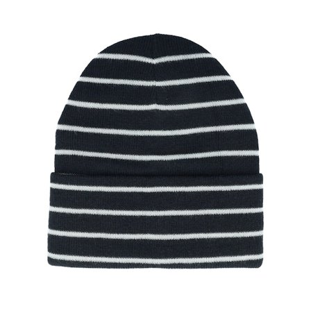 Beechfield - Blauw cuff Beanie - French Navy/Soft White Deep Striped Cuff @ Hatstore