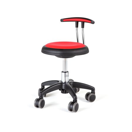 Fahrbarer Arbeitshocker STAR, H 300-380 mm, rot