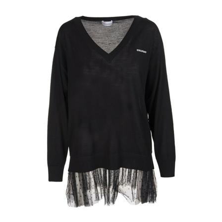 RED Valentino Strik with Tulle Sort, Dame Striktrøjer