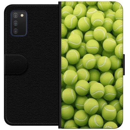 Kompatibel Tegnebogsetui til Samsung Samsung Galaxy A03s Mønster af grønne tennisbolde i høj detalje, sporty motiv med gentagende tekstur og stærk