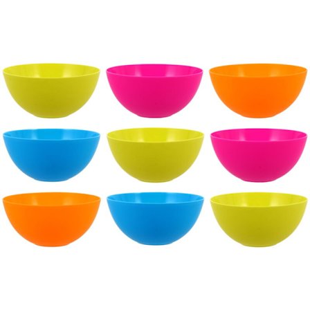 10 Ubrytelige Plastboller, Lettvekts Suppe- og Nuddelboller, Oppvaskmaskinsikre, Sett med 10