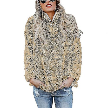 Hmwy-kvinder Teddy Bear Fluffy Outwear Pullover Sweatshirt Top