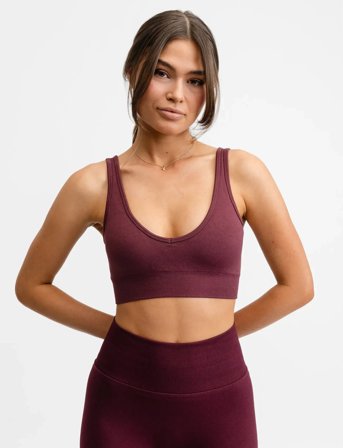 Drop of Mindfulness Seamless Deep V Bra - Burgundy - S