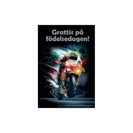 Dubbelt Barnkort Motorcykel, Grattis på Födelsedagen - Spader