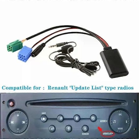 DOXINGYE Bil AUX Ljudkabel Trådlös Bluetooth Mikrofon Handsfree CD-växlare Adapter för Renault 2005-2011 Uppdateringslista Radio [DB]