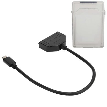 TypeC SATA Adapter 2.5in USB 3.0 10G SSD HDD Hårddisk Kabel Skyddsbox (Grå)
