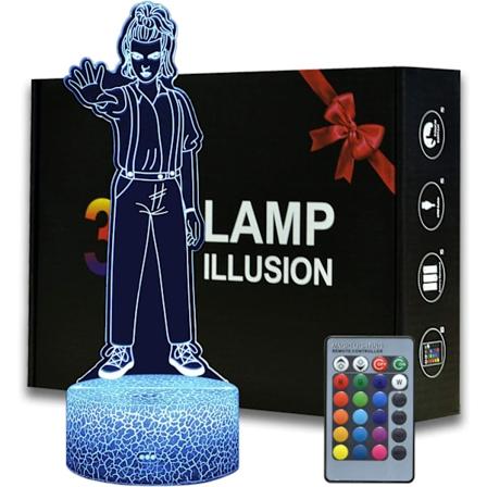 3D Illusionsfigur Eleven nattlys, 16 farger skiftende skrivebordslampe med fjernkontroll, barnerom dekorasjon, kreativt lys