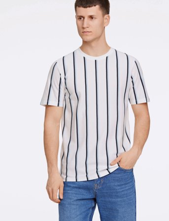 Lindbergh Striped Piqué Tee S/S - White - L