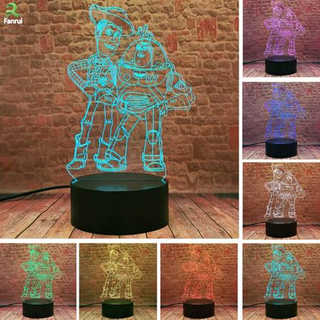 Cartoon Anime Lamp - Sheriff Woody och Buzz Lightyear Action