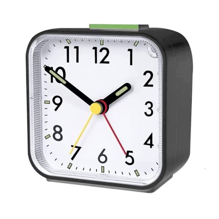 Analogt vækkeur uden tikkende lyd med lys og snooze-funktion og topknap, høj alarm, stille vækkeur, batteridrevet