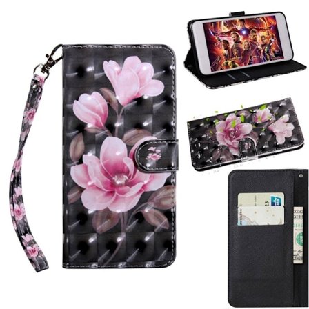 Huawei P30 Lite kuvio nahkakotelo - Vaaleanpunaiset Kukat