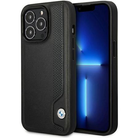 BMW iPhone 14 Pro Mobilskal Læder Blue Dots - Sort