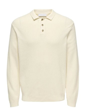 ONLY & SONS Onslaw Reg Ls Polo Knit Frml - Cream - L