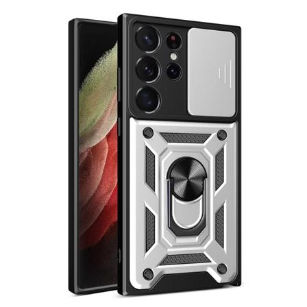 Stilig beskyttelsesdeksel Ringholder - Samsung Galaxy S23 Ultra Silver